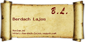 Berdach Lajos névjegykártya
